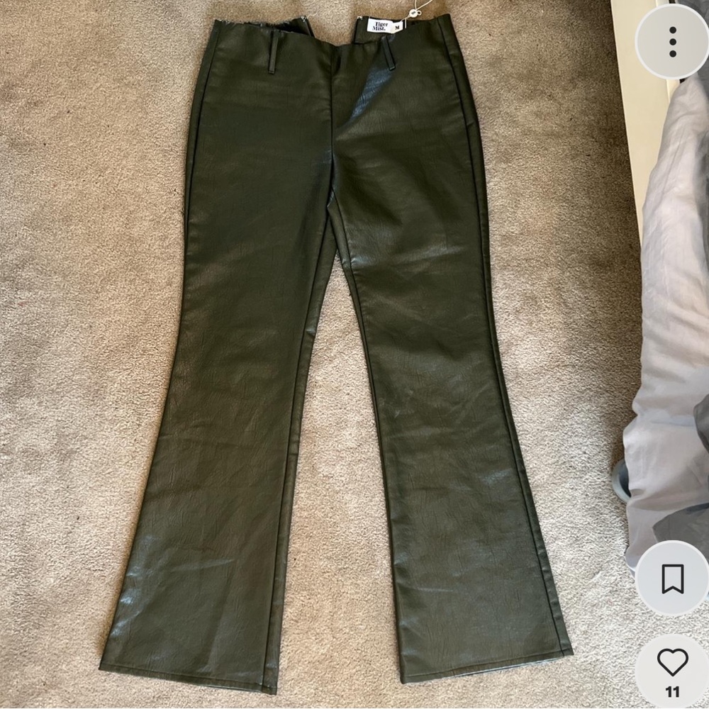 Tiger Mist Green Leather Pant